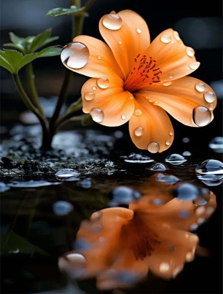 Flower Reflection on Water Surface
