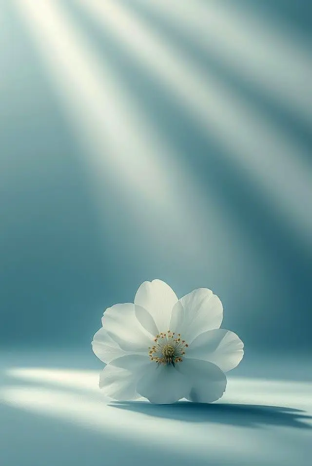 The shadows in the background introduce another interpretation of the flower