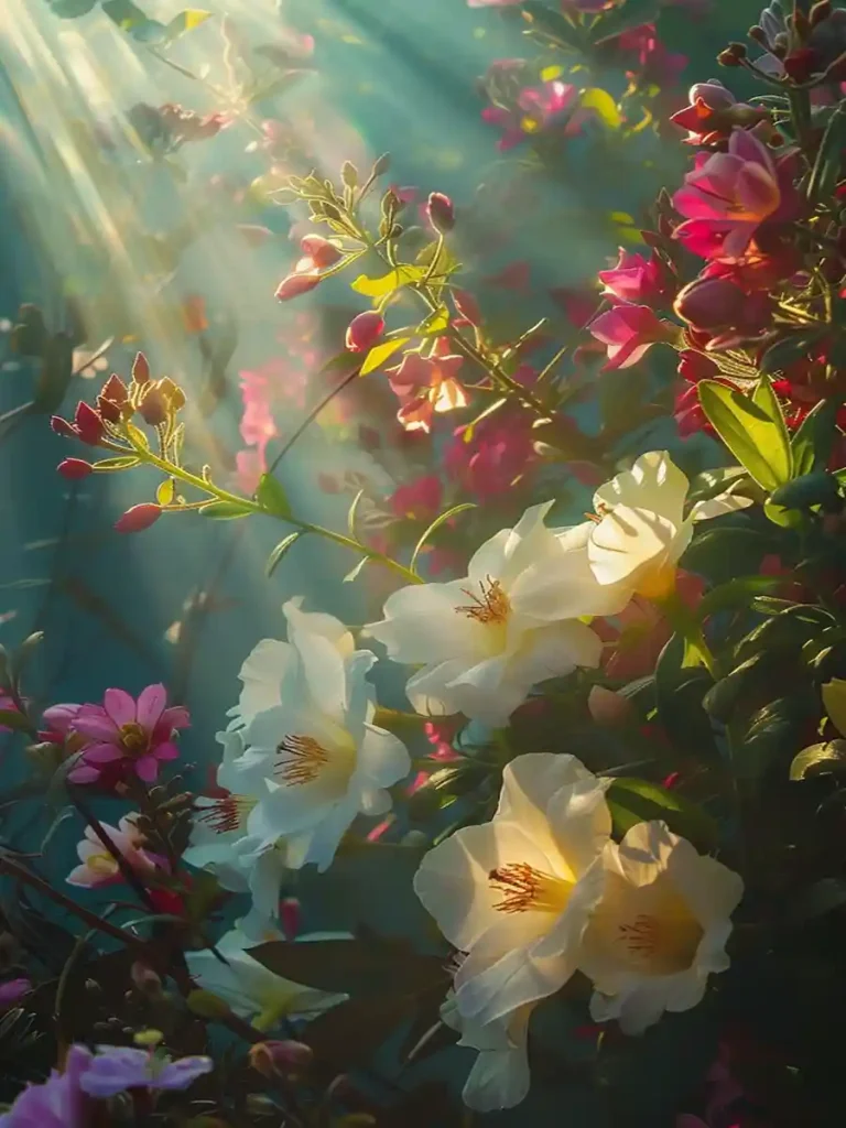 Passing through the branches above, sunlight gently weaves light and shadow 