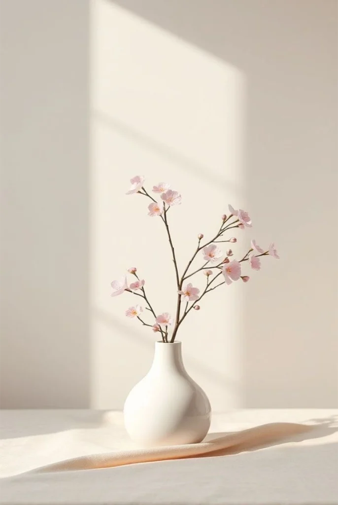 simple white vase of small pale flowers