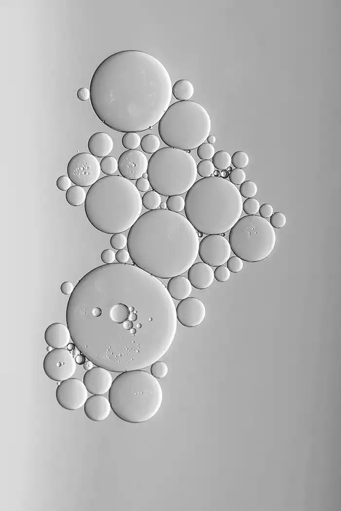 Bubbles on the surface of the liquid